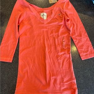 Hollister Women's Bright Coral Long Sleeve Top